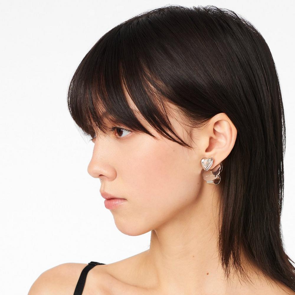 Marc Jacobs Charmed Heart Studs Nausnice Damske Strieborne | IGFE-86914
