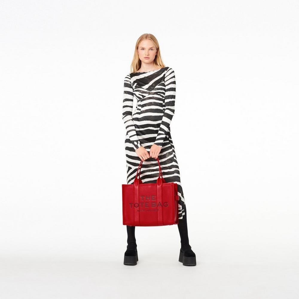 Marc Jacobs Leather Large Prenosná Taška Damske Červené | FNKI-30785