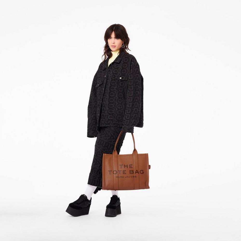 Marc Jacobs Leather Large Prenosná Taška Damske Hnede | KQRC-72045