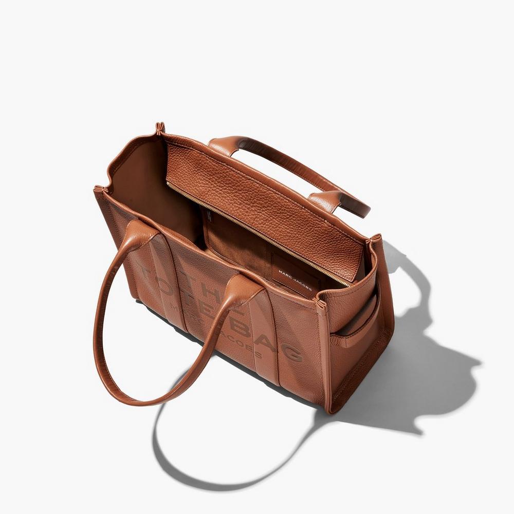Marc Jacobs Leather Large Prenosná Taška Damske Hnede | KQRC-72045
