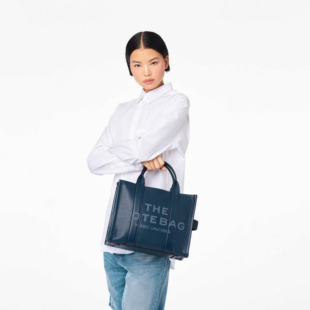 Marc Jacobs Leather Medium Prenosná Taška Damske Modre | DVJK-32716
