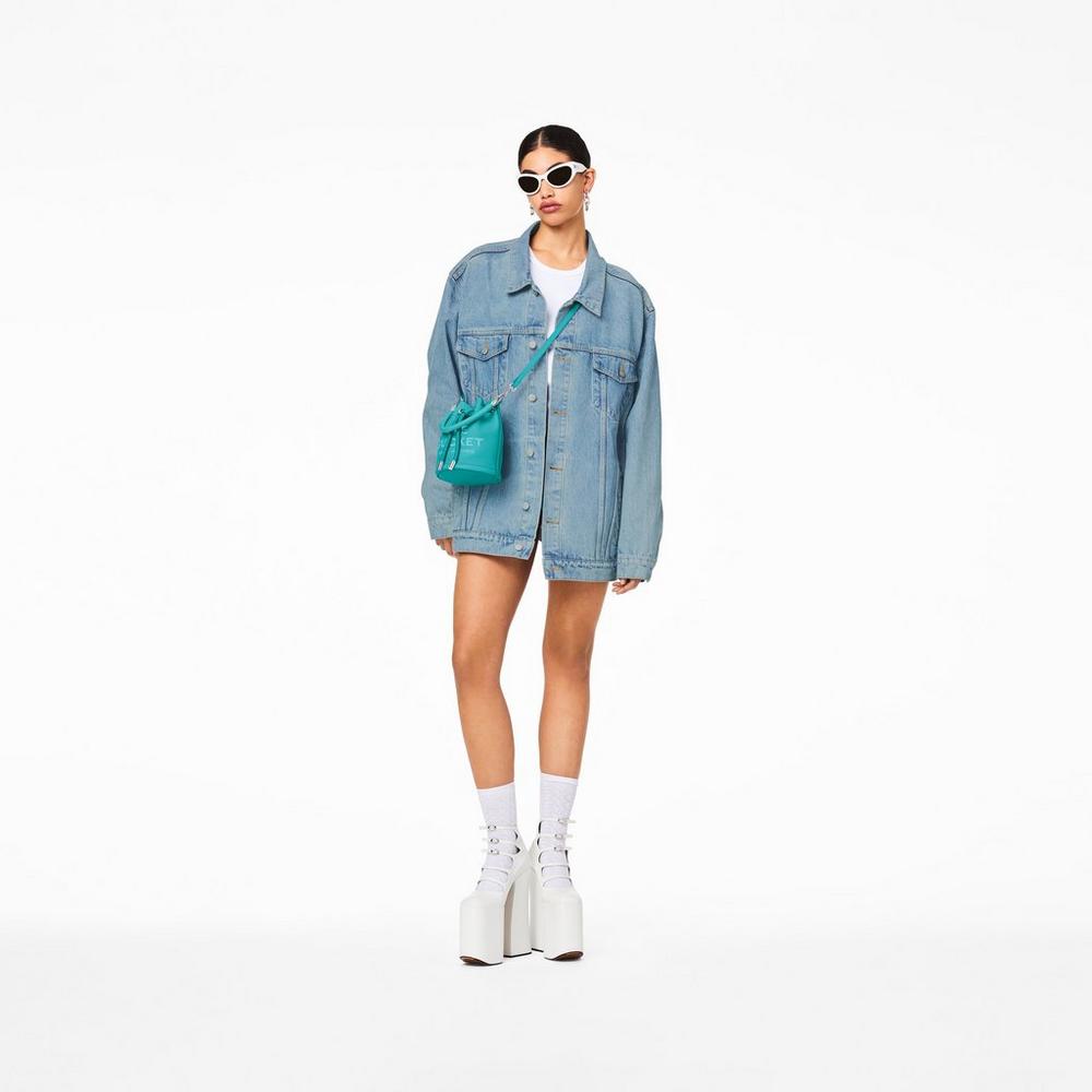 Marc Jacobs Leather Micro Taška Na Vedro Damske Darkturquoise | WRHA-67132