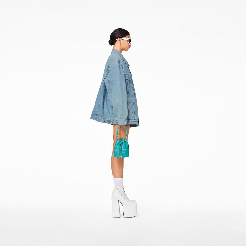 Marc Jacobs Leather Micro Taška Na Vedro Damske Darkturquoise | WRHA-67132