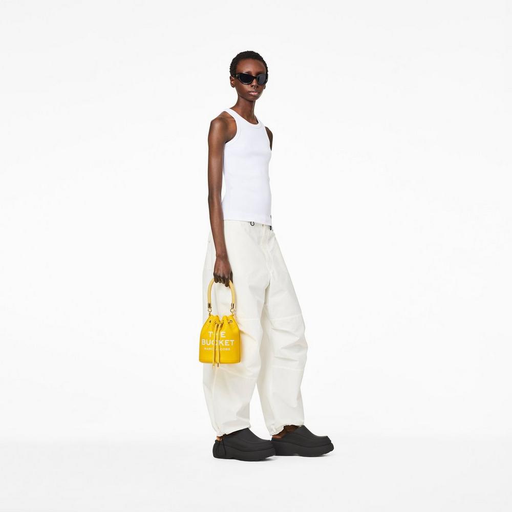Marc Jacobs Leather Taška Na Vedro Damske Žlté | ELCF-73069