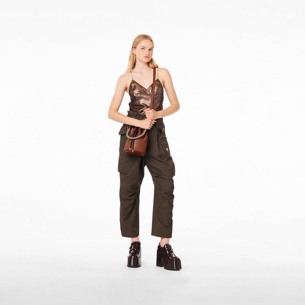 Marc Jacobs Leather Taška Na Vedro Damske Hnede | TUSK-41956