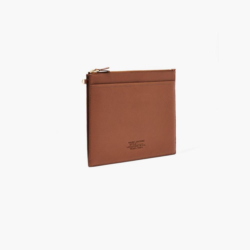 Marc Jacobs Leather Wristlet Velke Penazenky Damske Hnede | BKXL-05387