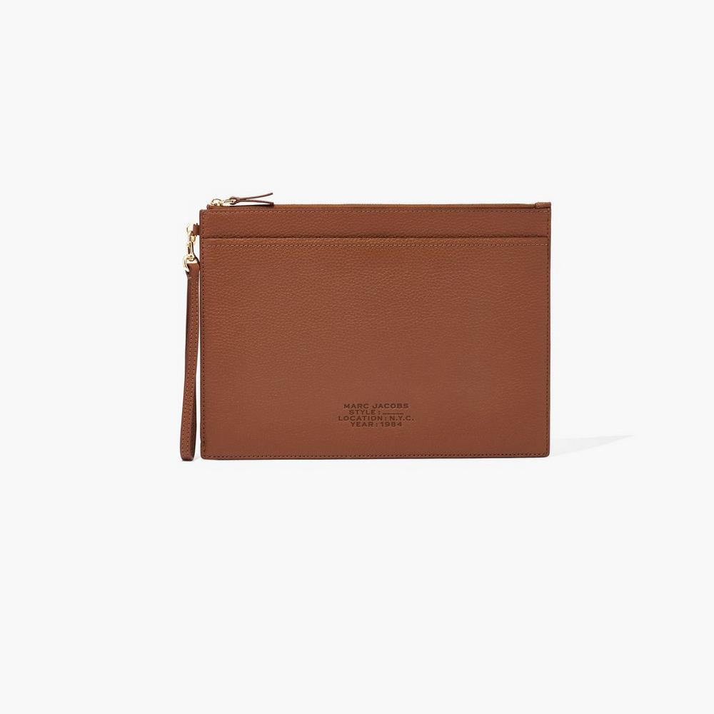 Marc Jacobs Leather Wristlet Velke Penazenky Damske Hnede | BKXL-05387