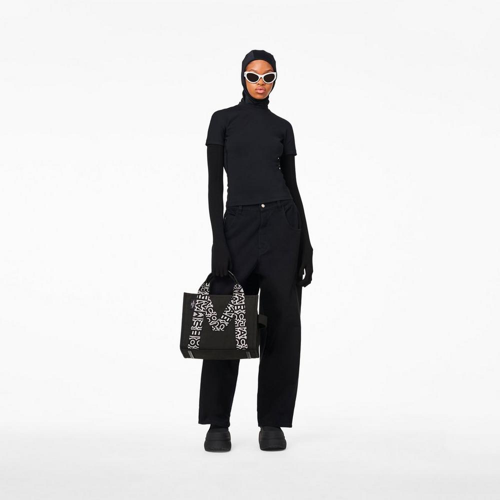 Marc Jacobs M Medium Prenosná Taška Damske Čierne Biele | HQSM-07498