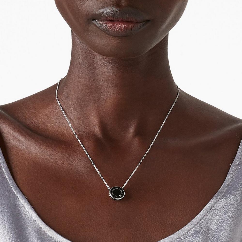 Marc Jacobs Medallion Pendant Náhrdelník Damske Čierne Strieborne | MVNB-28075