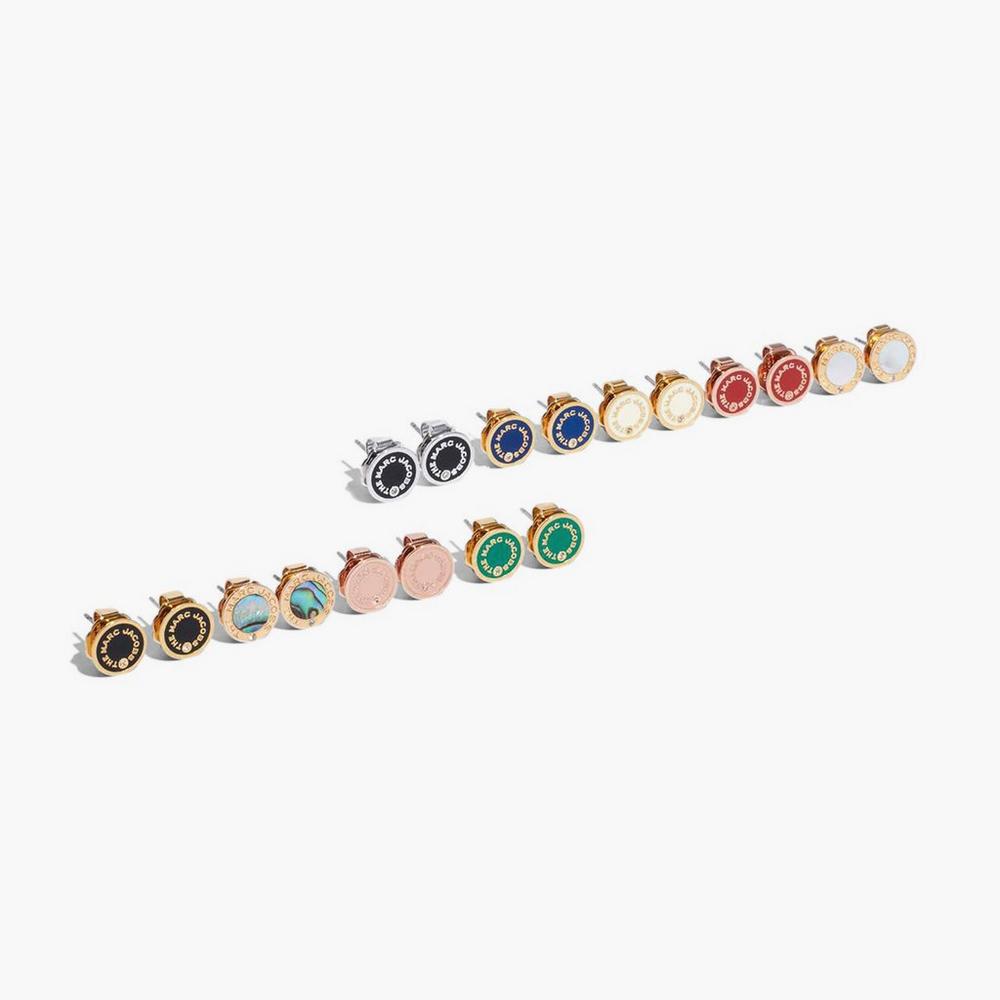 Marc Jacobs Medallion Studs Nausnice Damske Čierne Strieborne | VHTI-86203