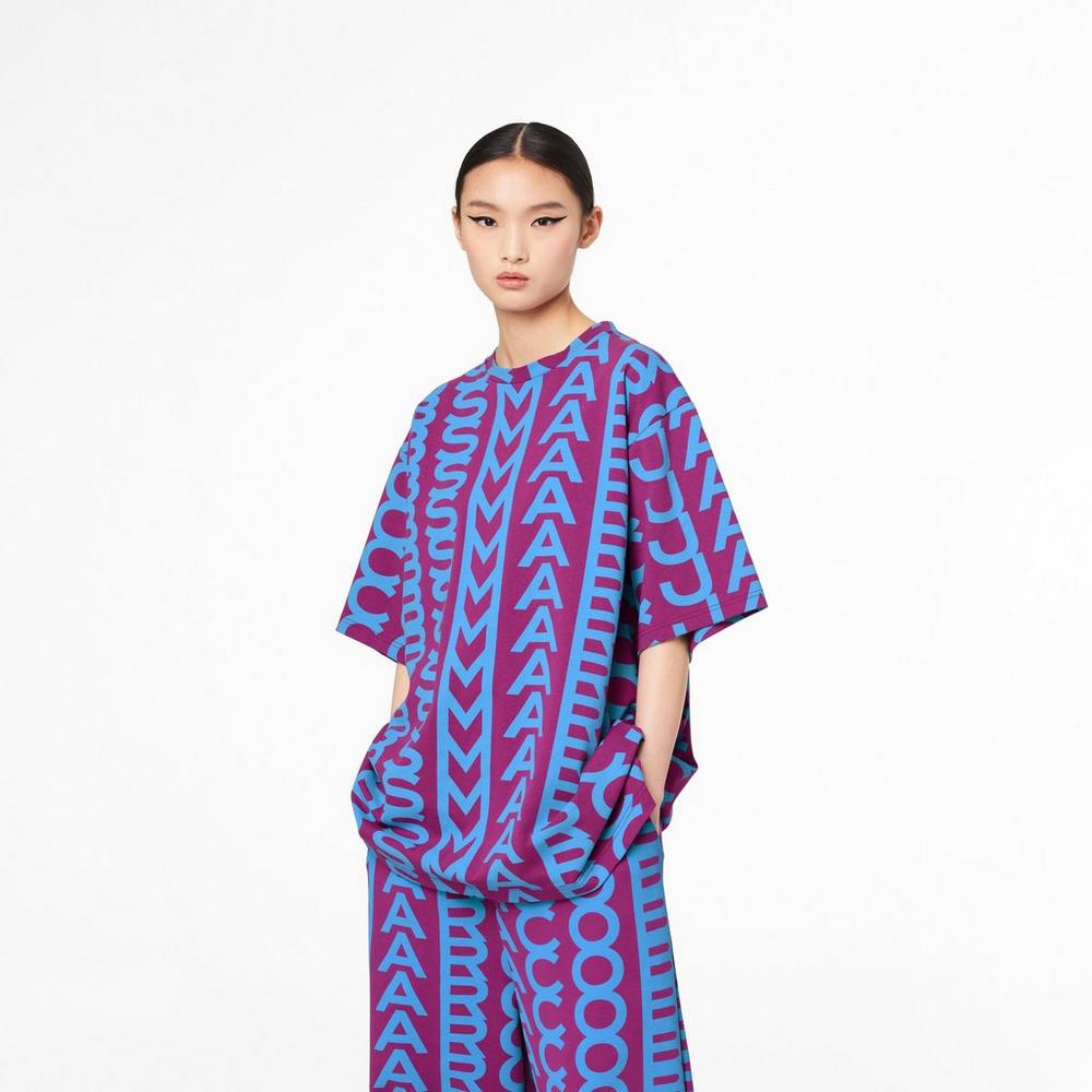 Marc Jacobs Monogram Big T-Shirt Tricko Damske Nachový Modre | ENAM-05279