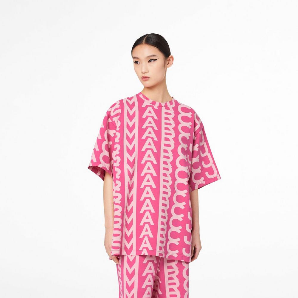 Marc Jacobs Monogram Big T-Shirt Tricko Damske Svetlo Ruzove Ruzove | MNRO-23641