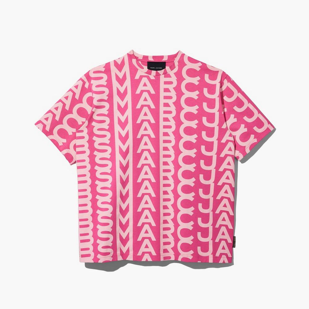 Marc Jacobs Monogram Big T-Shirt Tricko Damske Svetlo Ruzove Ruzove | MNRO-23641