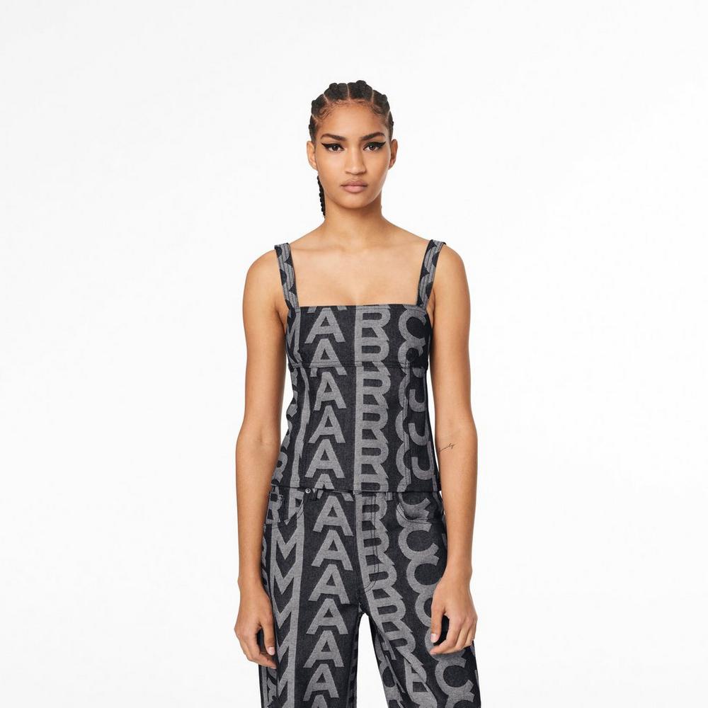 Marc Jacobs Monogram Denim Bustier Topy Damske Modre | RPFI-17529