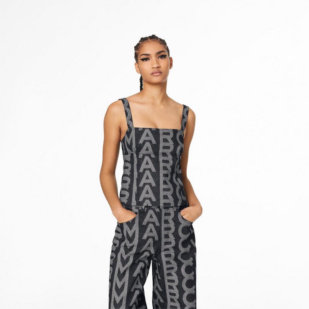 Marc Jacobs Monogram Denim Bustier Topy Damske Modre | RPFI-17529
