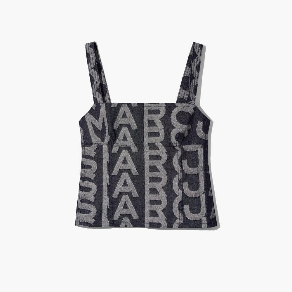 Marc Jacobs Monogram Denim Bustier Topy Damske Modre | RPFI-17529