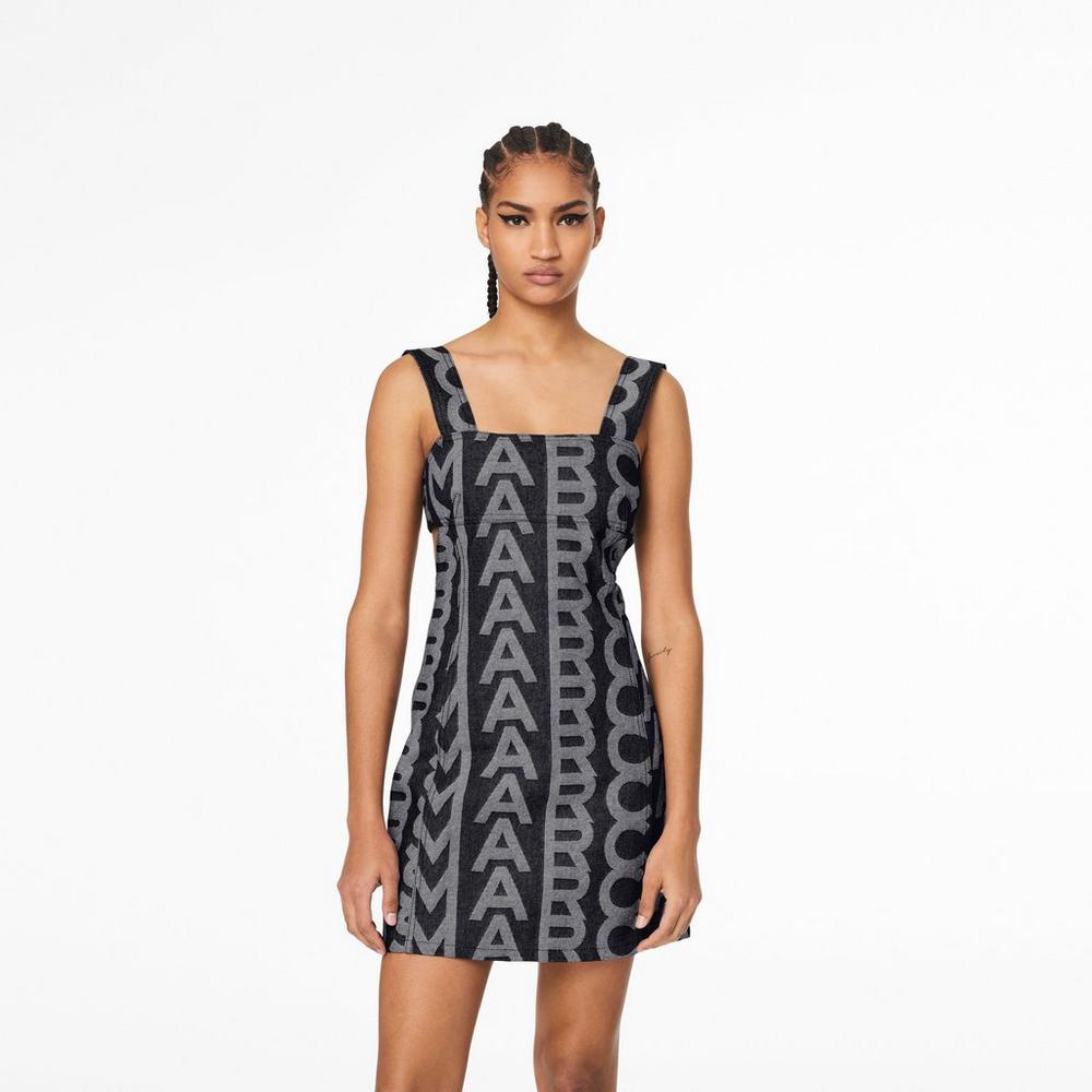 Marc Jacobs Monogram Denim Cutout Saty Damske Modre | FJLN-09413