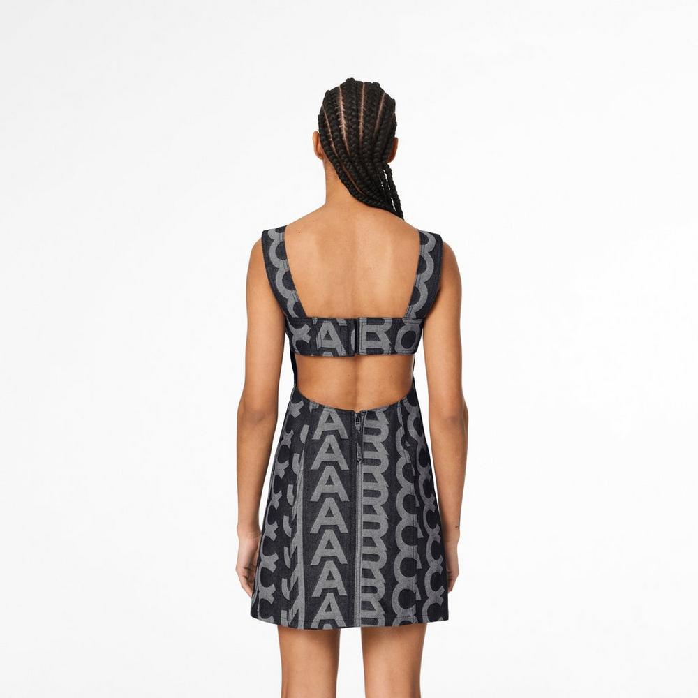 Marc Jacobs Monogram Denim Cutout Saty Damske Modre | FJLN-09413