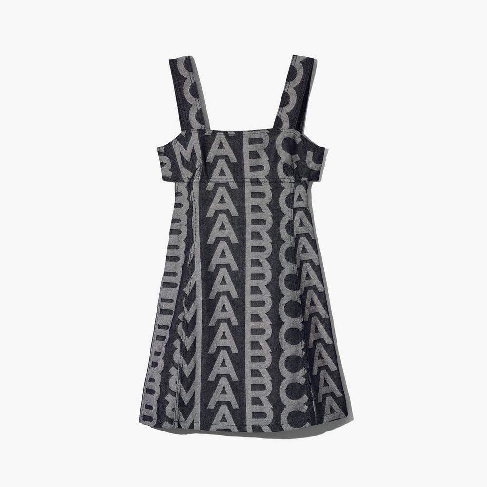 Marc Jacobs Monogram Denim Cutout Saty Damske Modre | FJLN-09413