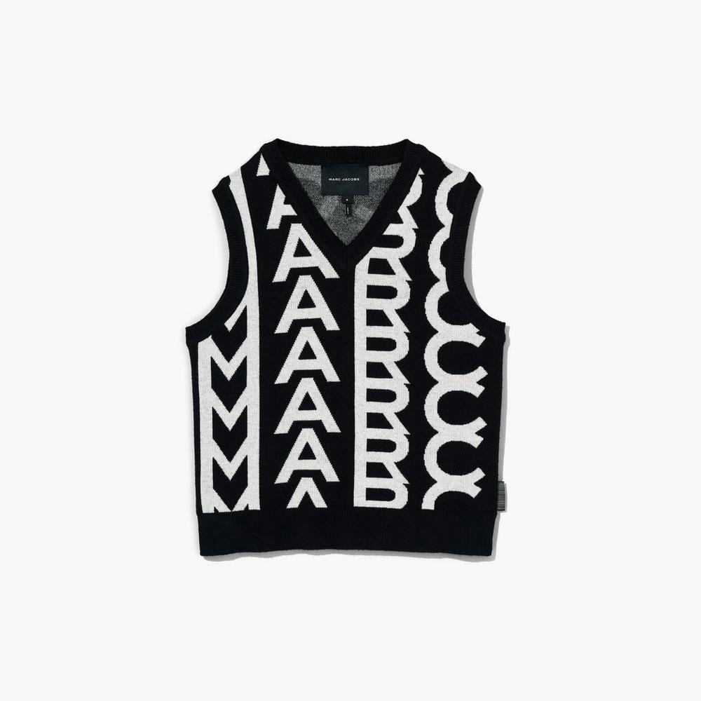 Marc Jacobs Monogram Knit Vesty Damske Čierne | ACTO-87954
