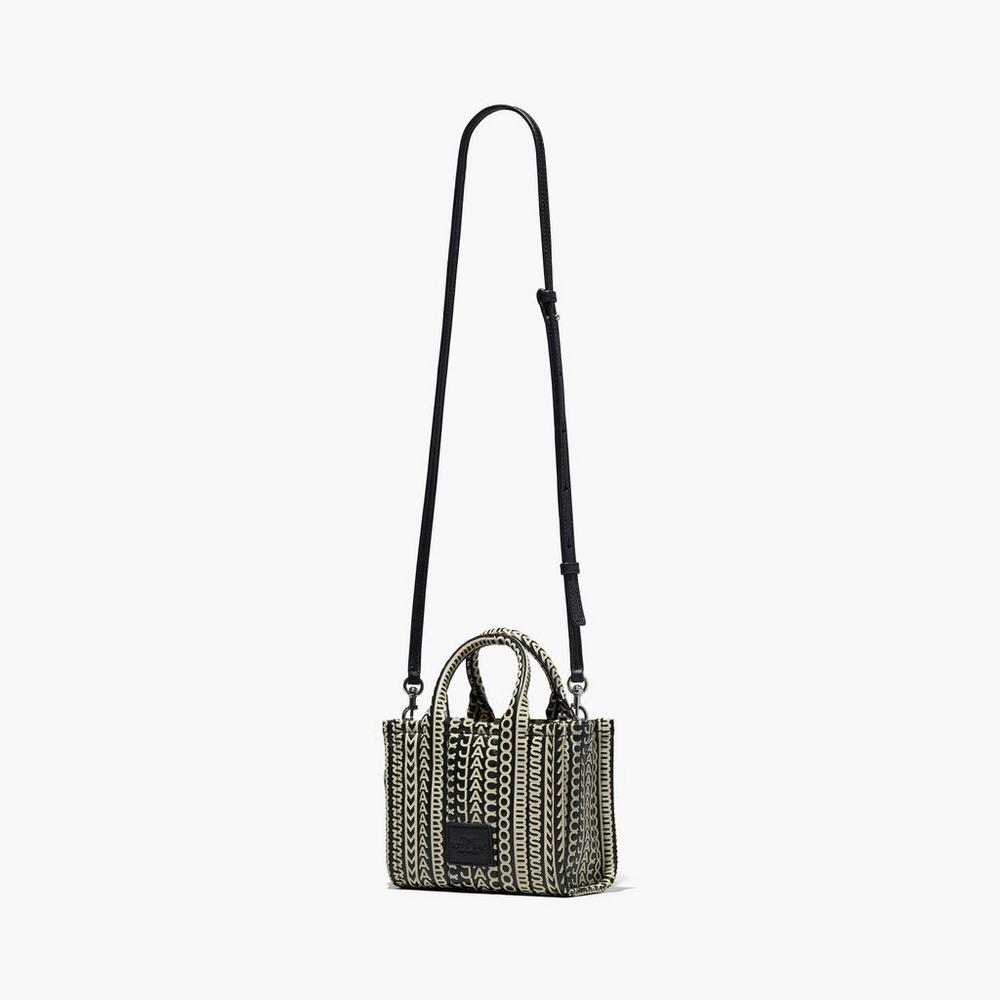 Marc Jacobs Monogram Leather Micro Tote Prenosná Taška Damske Čierne Biele | IBRC-04938