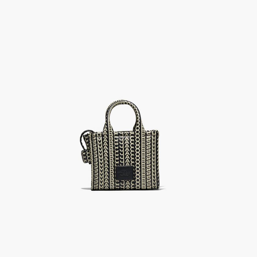 Marc Jacobs Monogram Leather Micro Tote Prenosná Taška Damske Čierne Biele | IBRC-04938
