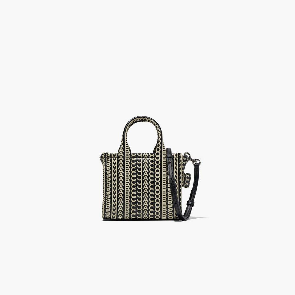 Marc Jacobs Monogram Leather Micro Tote Prenosná Taška Damske Čierne Biele | IBRC-04938