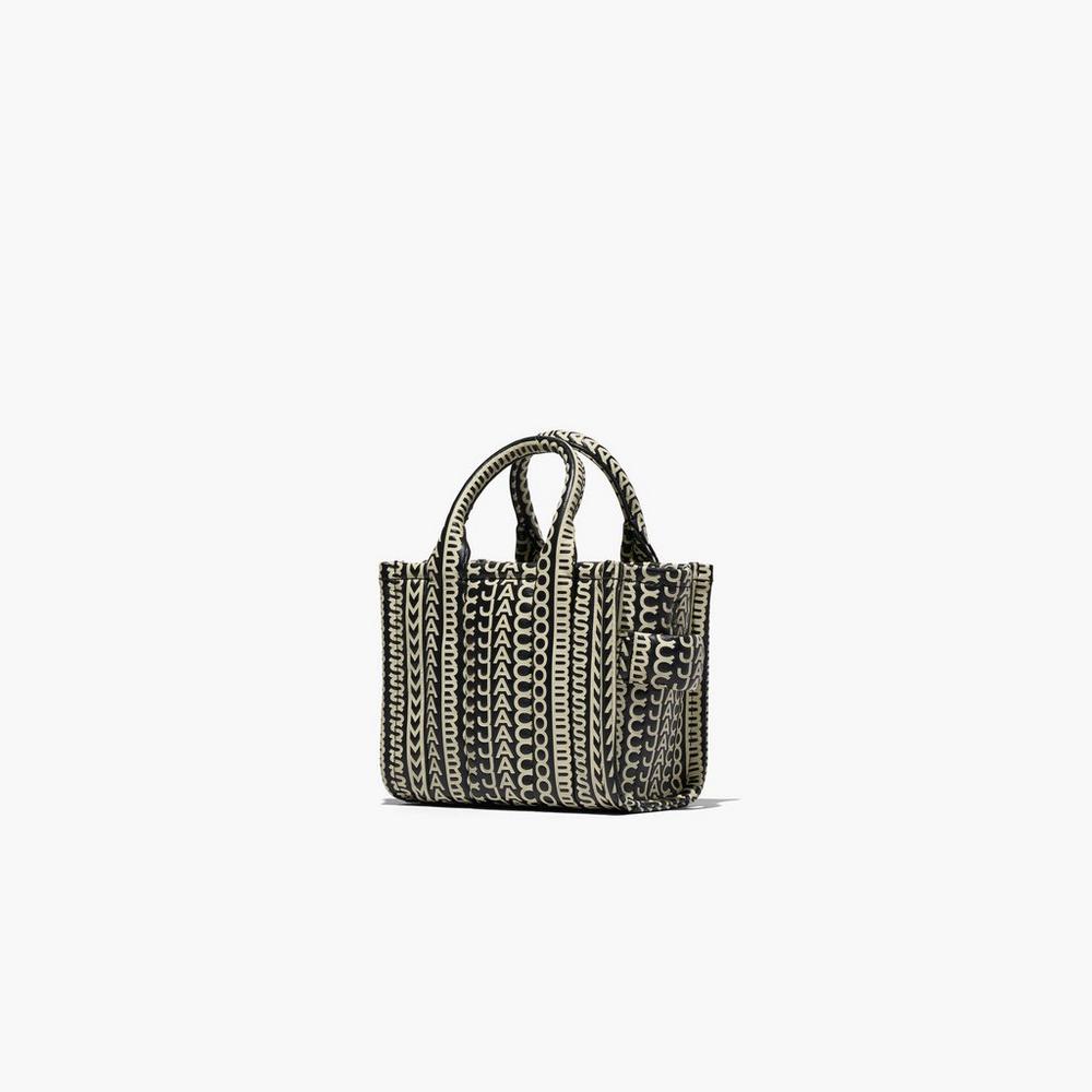 Marc Jacobs Monogram Leather Micro Tote Crossbody Kabelka Damske Čierne Biele | PAUB-24376