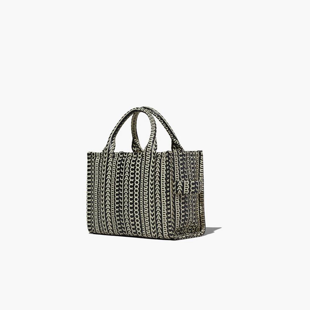 Marc Jacobs Monogram Leather Mini Tote Crossbody Kabelka Damske Čierne Biele | DKYM-07519
