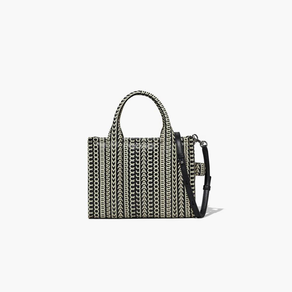 Marc Jacobs Monogram Leather Mini Tote Crossbody Kabelka Damske Čierne Biele | DKYM-07519