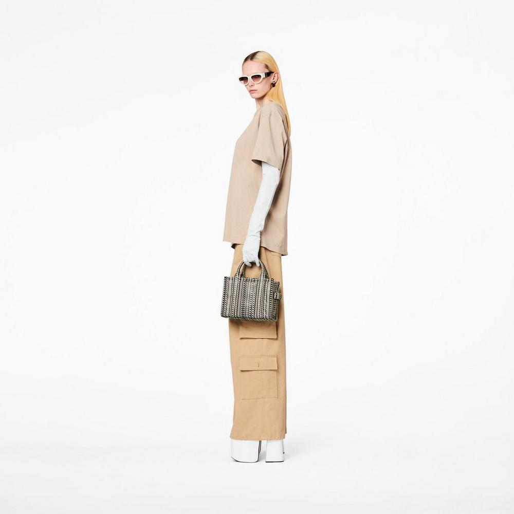 Marc Jacobs Monogram Leather Mini Tote Prenosná Taška Damske Čierne Biele | KNGQ-16842