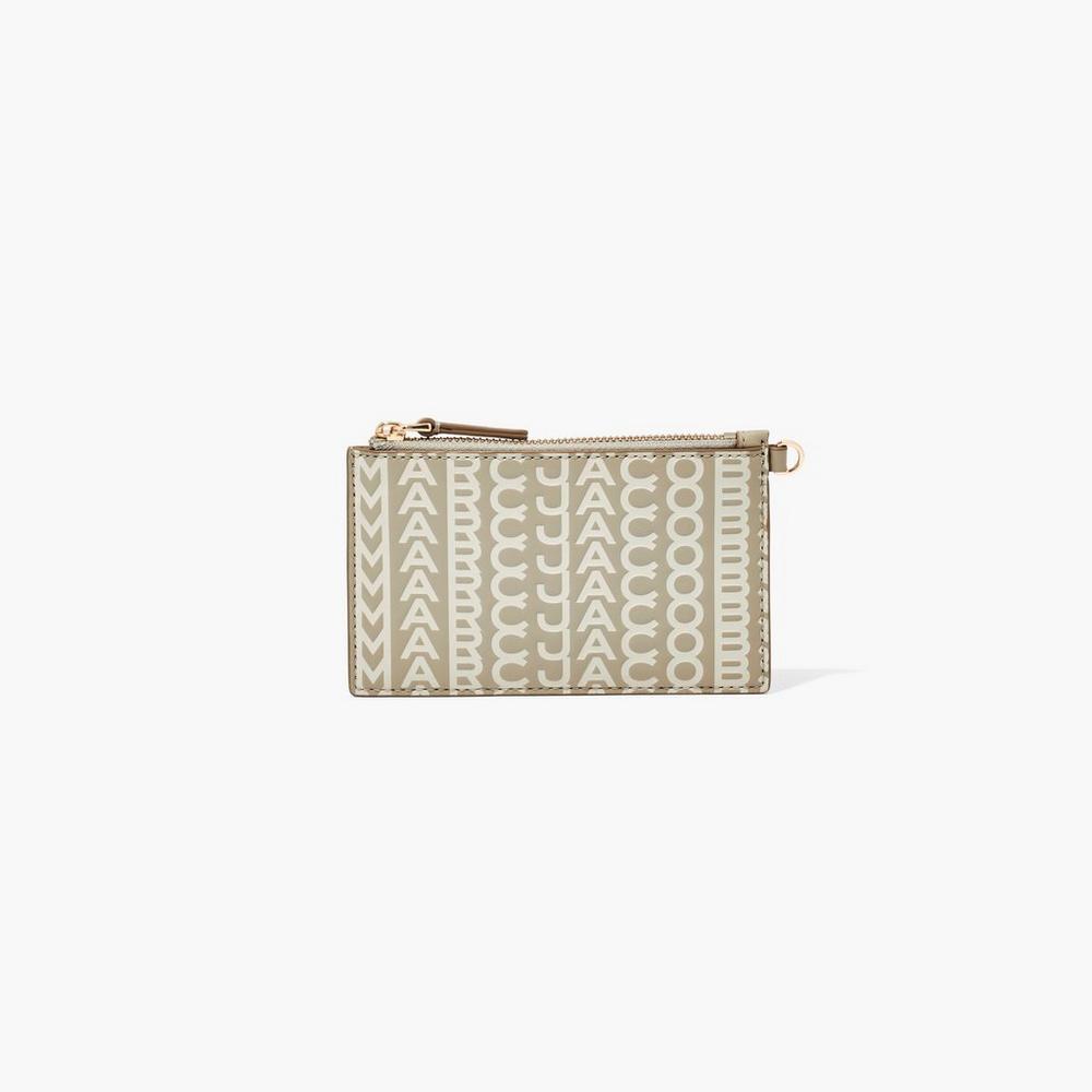 Marc Jacobs Monogram Leather Top Zip Wristlet Male Penazenky Damske Hnedožltý | JTZQ-04125