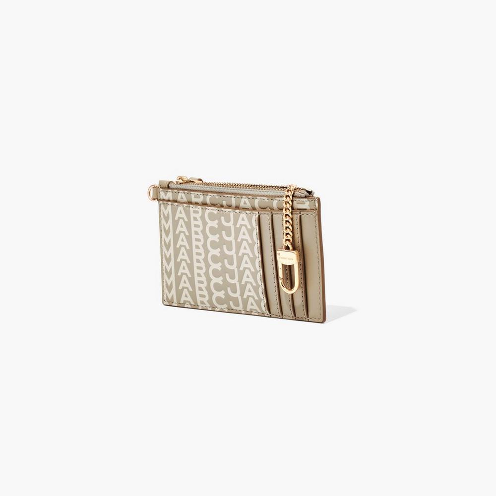 Marc Jacobs Monogram Leather Top Zip Wristlet Male Penazenky Damske Hnedožltý | JTZQ-04125