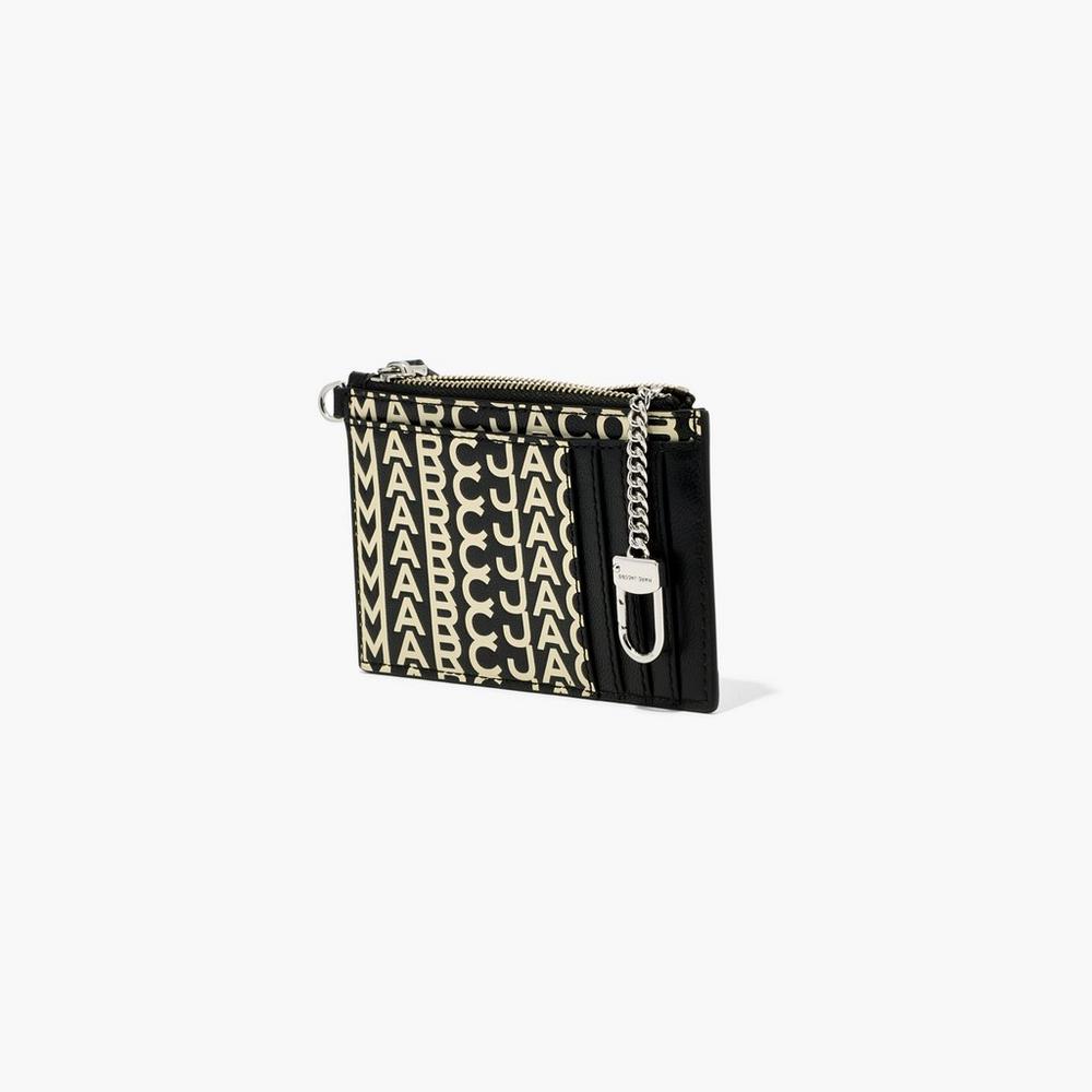 Marc Jacobs Monogram Leather Top Zip Wristlet Male Penazenky Damske Čierne Biele | QRBE-95208
