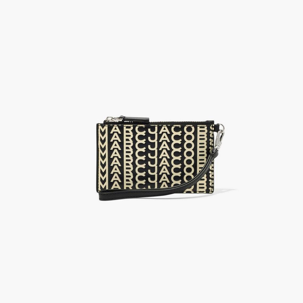Marc Jacobs Monogram Leather Top Zip Wristlet Male Penazenky Damske Čierne Biele | QRBE-95208