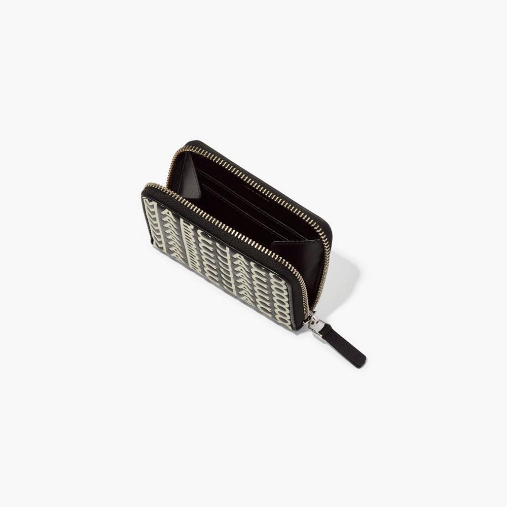 Marc Jacobs Monogram Leather Zip Around Male Penazenky Damske Čierne Biele | VORG-84193