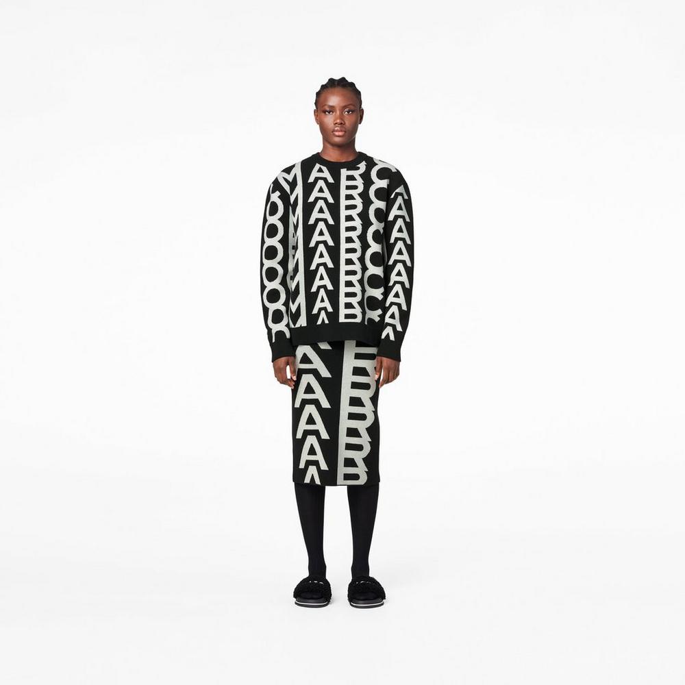 Marc Jacobs Monogram Oversized Crewneck Svetre Damske Čierne | CAOQ-03268