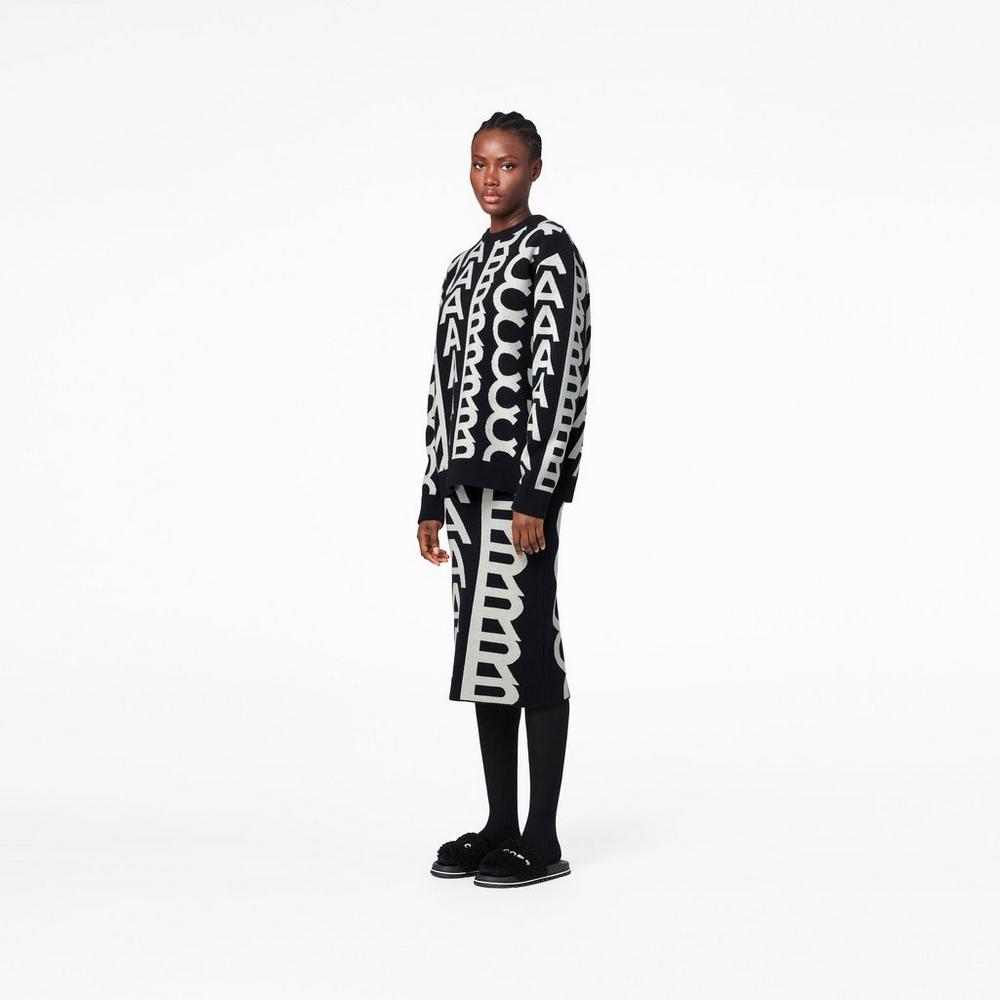 Marc Jacobs Monogram Oversized Crewneck Svetre Damske Čierne | CAOQ-03268