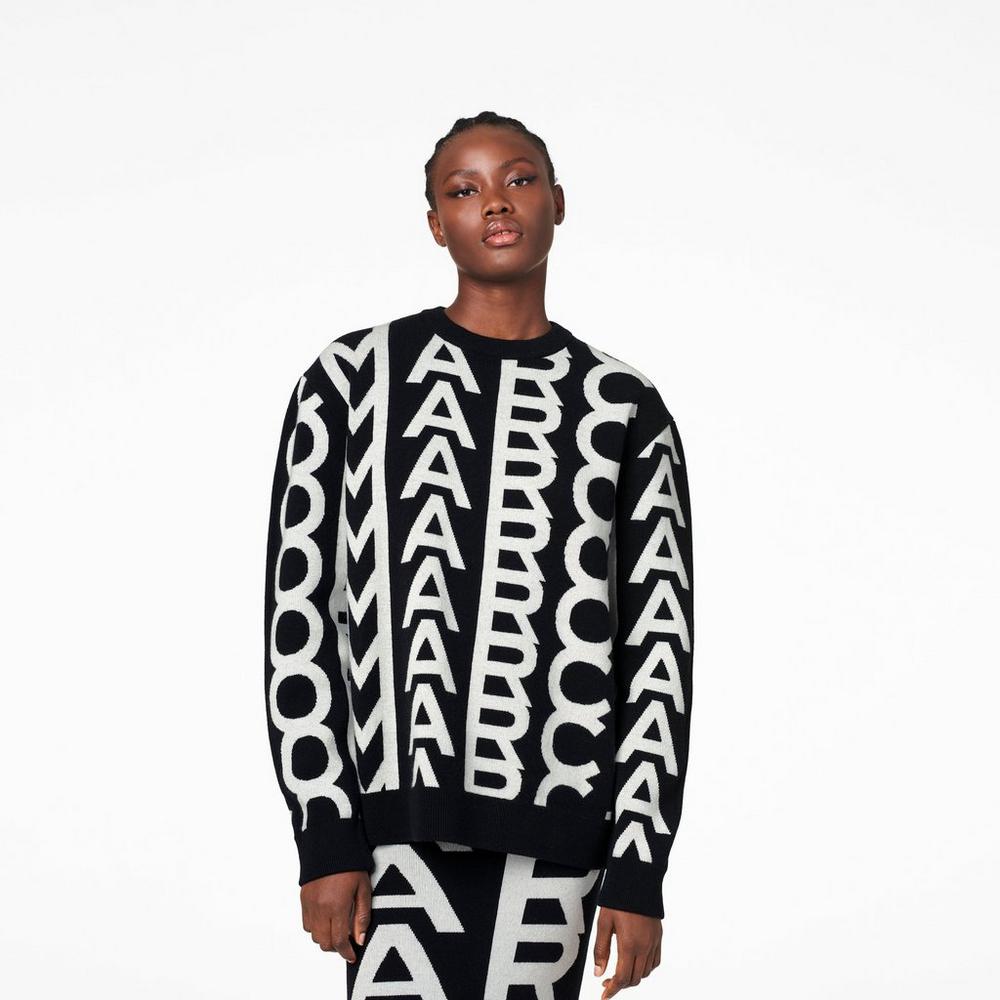 Marc Jacobs Monogram Oversized Crewneck Svetre Damske Čierne | CAOQ-03268