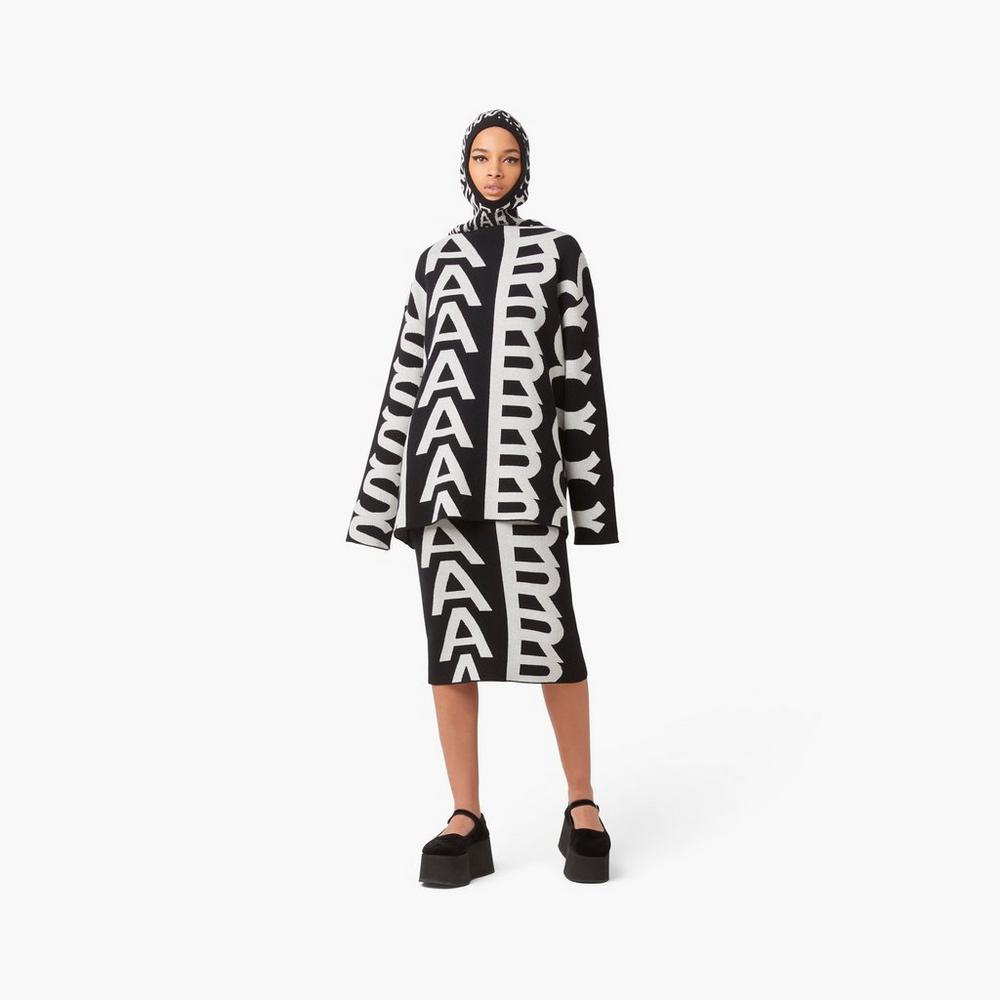 Marc Jacobs Monogram Oversized Knit Jumper Svetre Damske Čierne | SPTA-09731