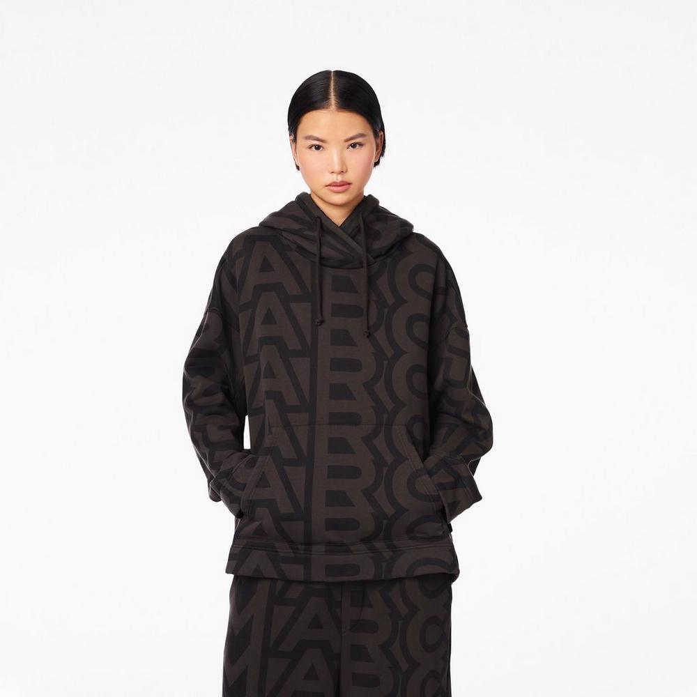 Marc Jacobs Monogram Oversized Mikiny S Kapucňou Damske Čierne | PJAW-84965