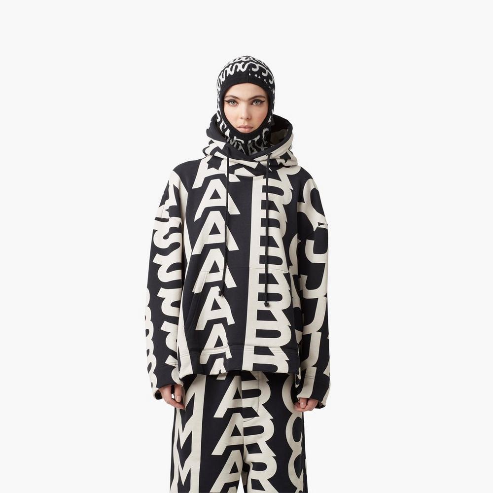 Marc Jacobs Monogram Oversized Mikiny S Kapucňou Damske Čierne | QMSA-83459