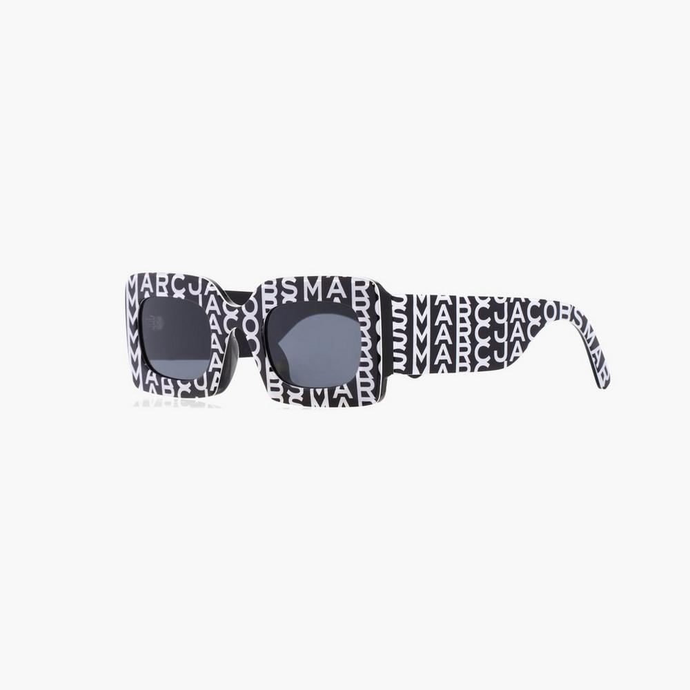 Marc Jacobs Monogram Rectangular Slnecne Okuliare Damske Čierne Biele | VSNM-24519