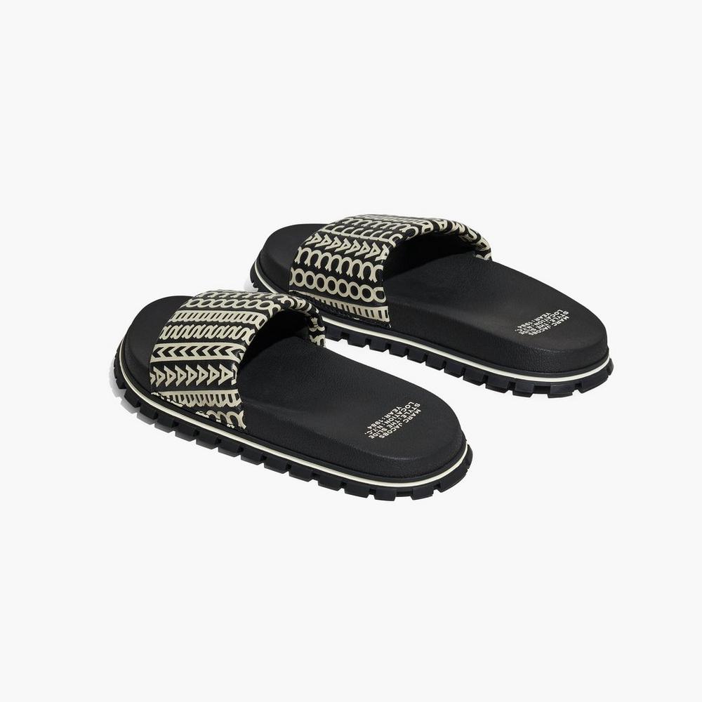 Marc Jacobs Monogram Slide Damske Čierne Biele | LDVT-67540