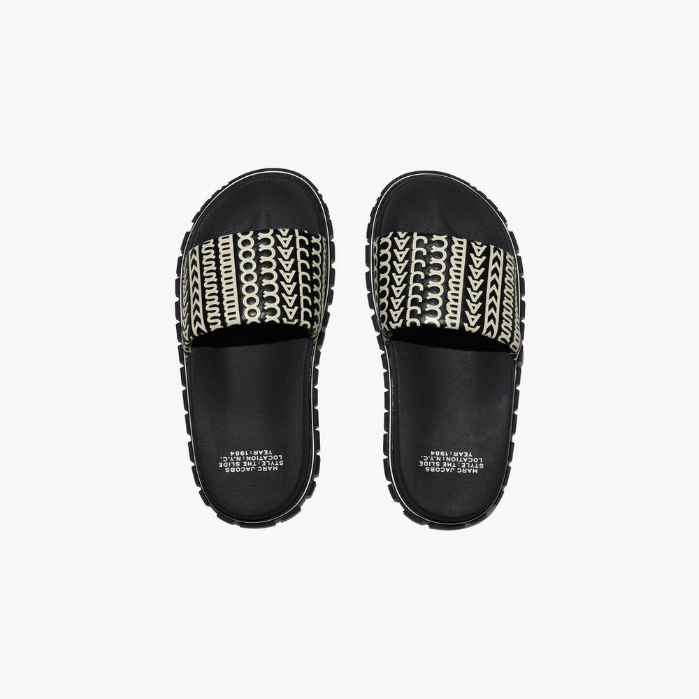 Marc Jacobs Monogram Slide Damske Čierne Biele | LDVT-67540