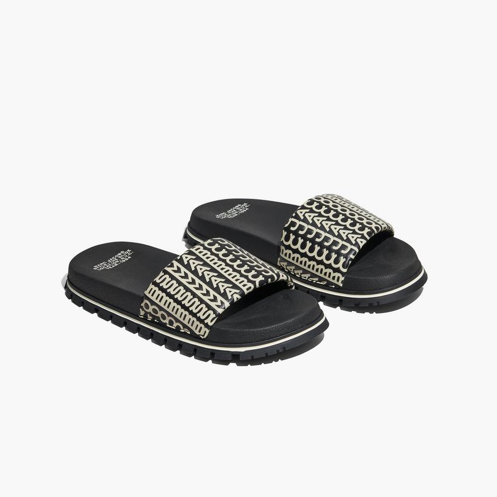 Marc Jacobs Monogram Slide Damske Čierne Biele | LDVT-67540