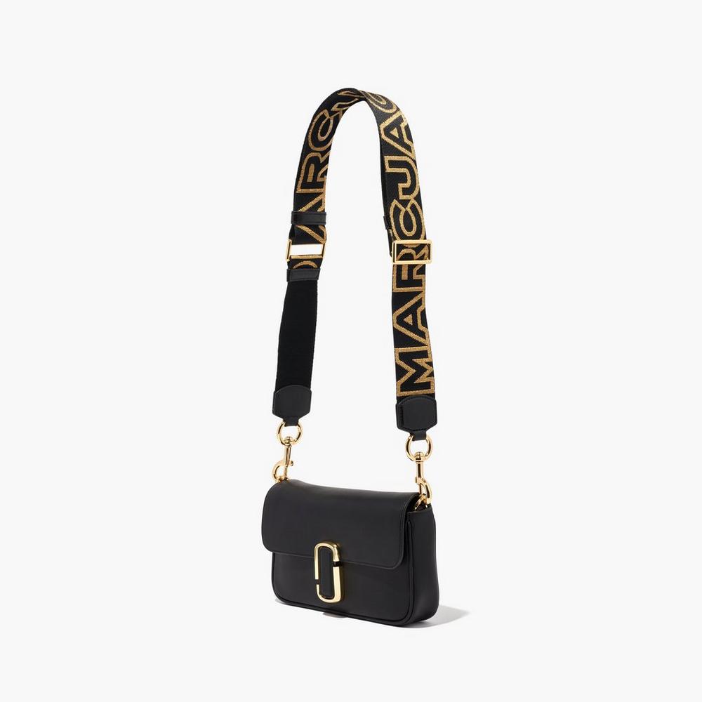 Marc Jacobs Outline Logo Webbing Strap Damske Čierne Zlate | RNXO-70543