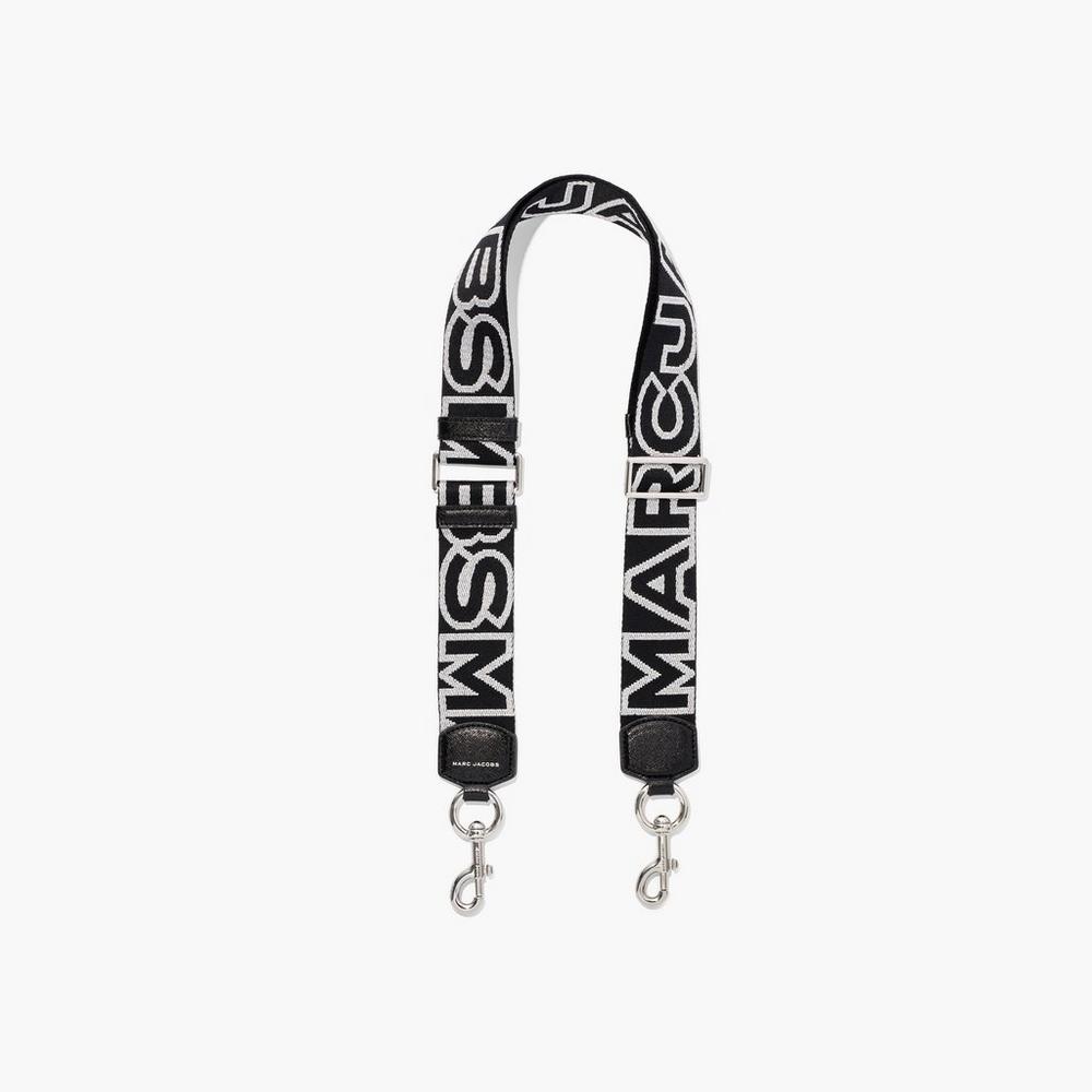 Marc Jacobs Outline Logo Webbing Strap Damske Čierne Strieborne | XANB-69035