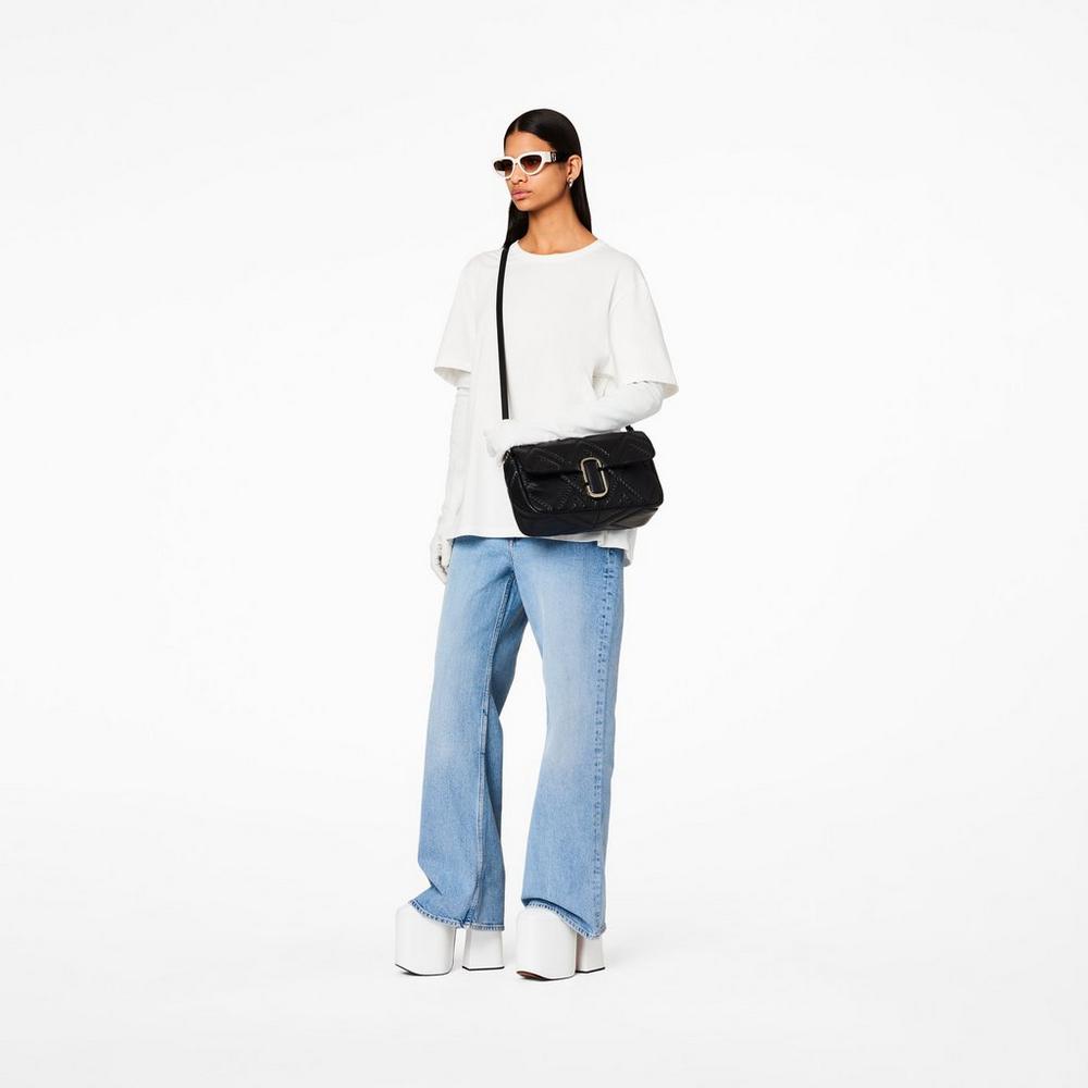 Marc Jacobs Prešívané Leather J Marc Large Taška Cez Rameno Damske Čierne | FIXQ-35982