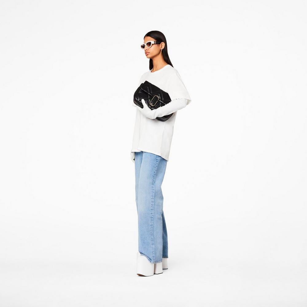 Marc Jacobs Prešívané Leather J Marc Large Taška Cez Rameno Damske Čierne | FIXQ-35982